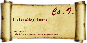 Csicsáky Imre névjegykártya