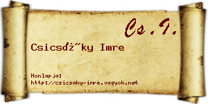 Csicsáky Imre névjegykártya